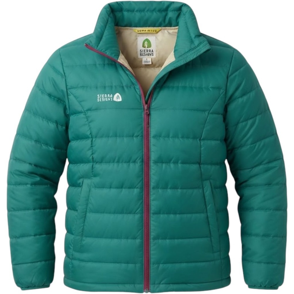 Sierra Designs Turquoise Quilted Puffer Jacket Womens Small Full Zip Outdoor